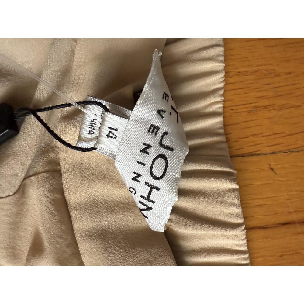 St. John Evening Pants Womens 14 Light Gold Silk Blend Wide Leg Palazzo Side Zip - Picture 4 of 7